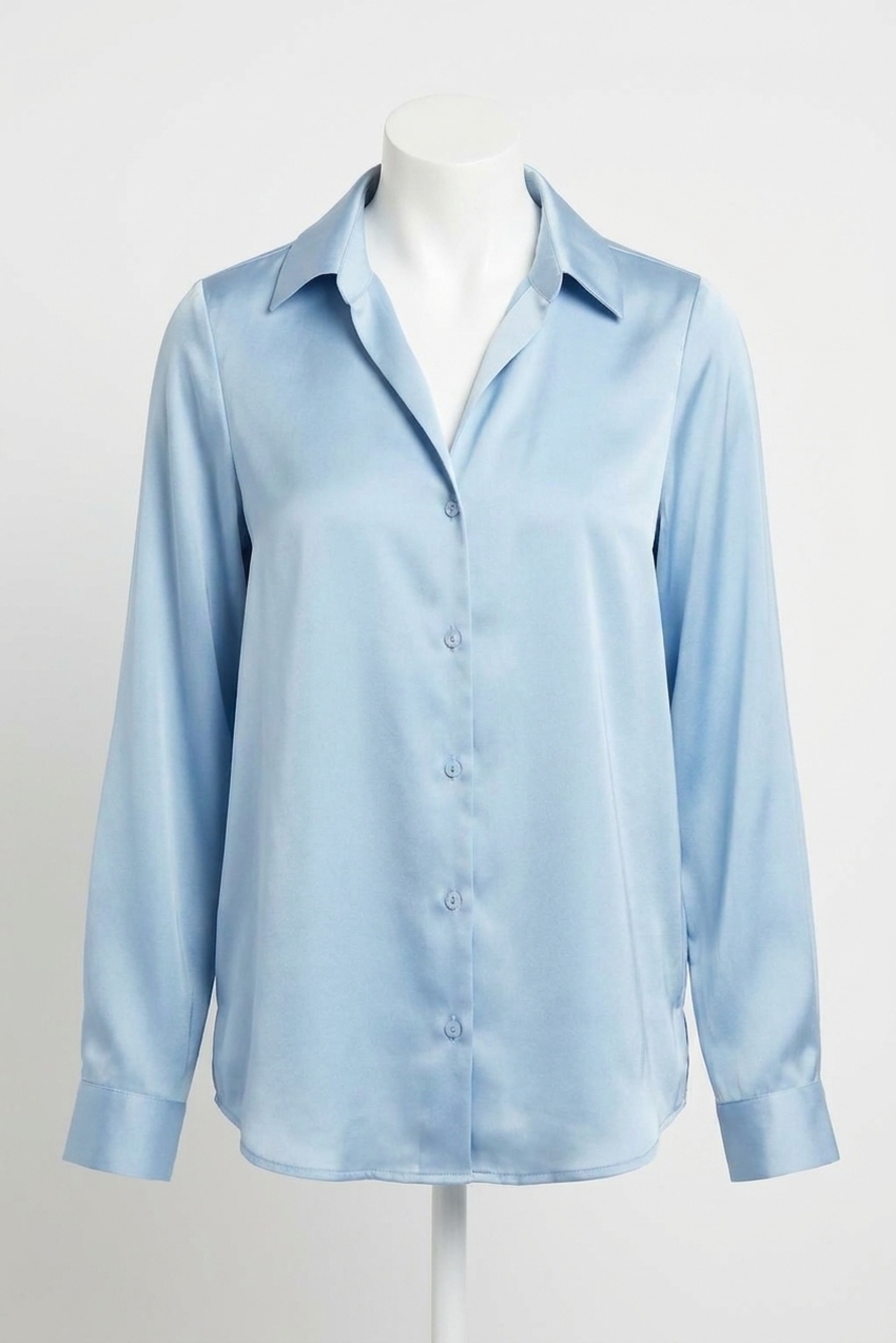 NEW SKIES ARE BLUE beckett ii v-neck button down in light blue grey